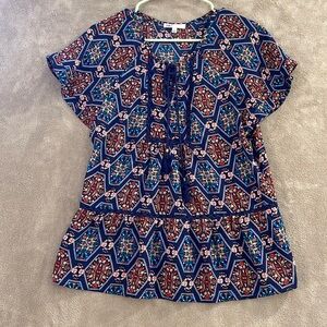 Baby Doll DR2 red blue yellow cap short sleeve top tunic length‎ BoHo , tassel